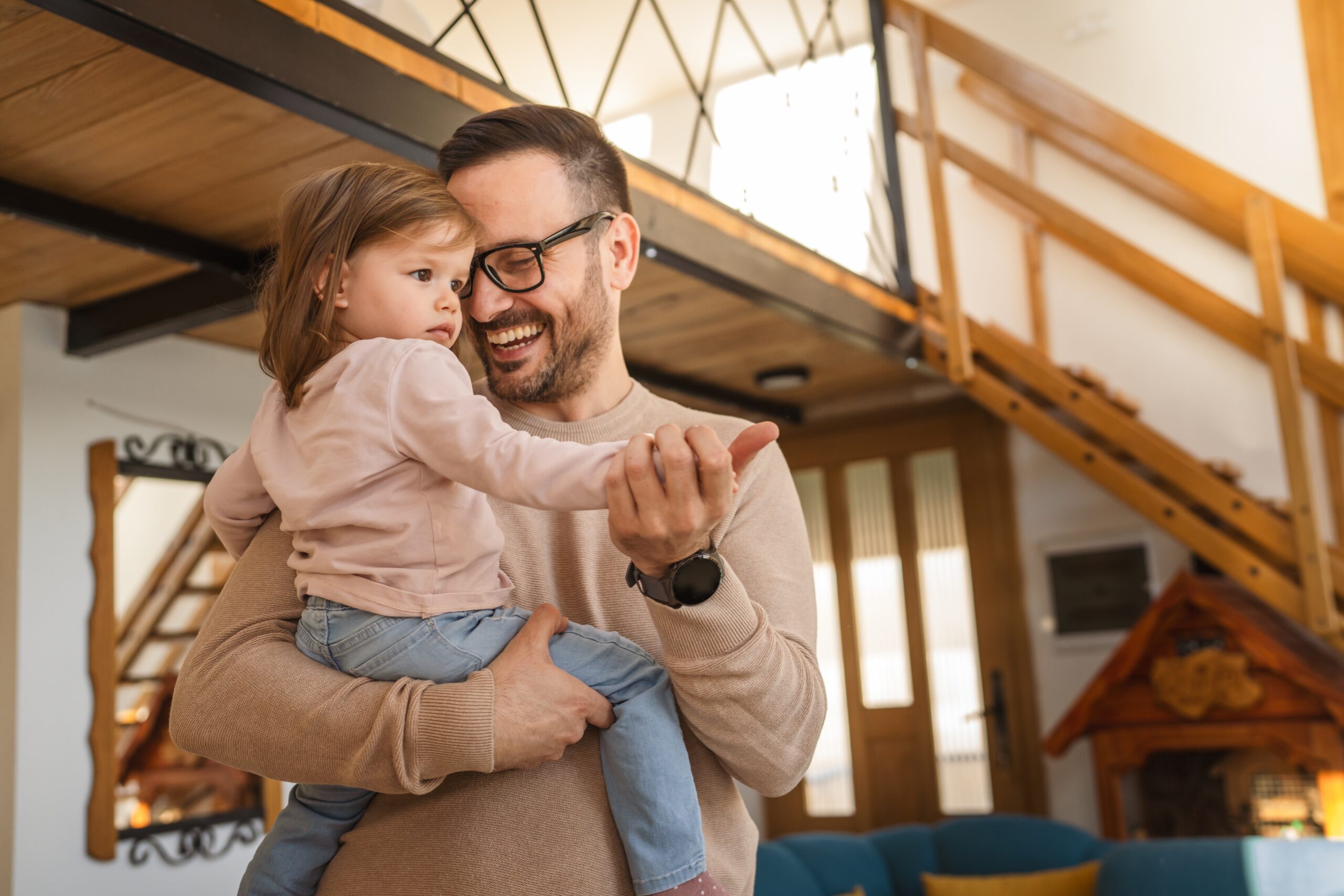 Father,Hold,And,Hug,Daughter,At,Home,Mature,Adult,Caucasian